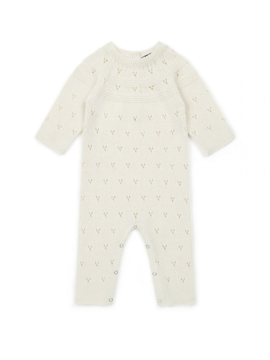 Baby Enula9 | Babysuit Broderie - Creme Wool Knit