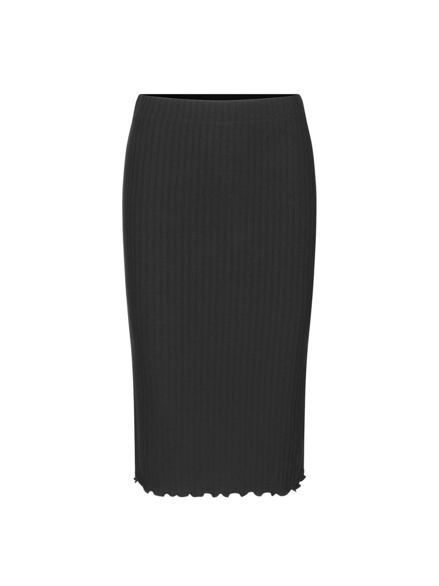 Mom Enula9 | Emana Skirt Solid Black Rib