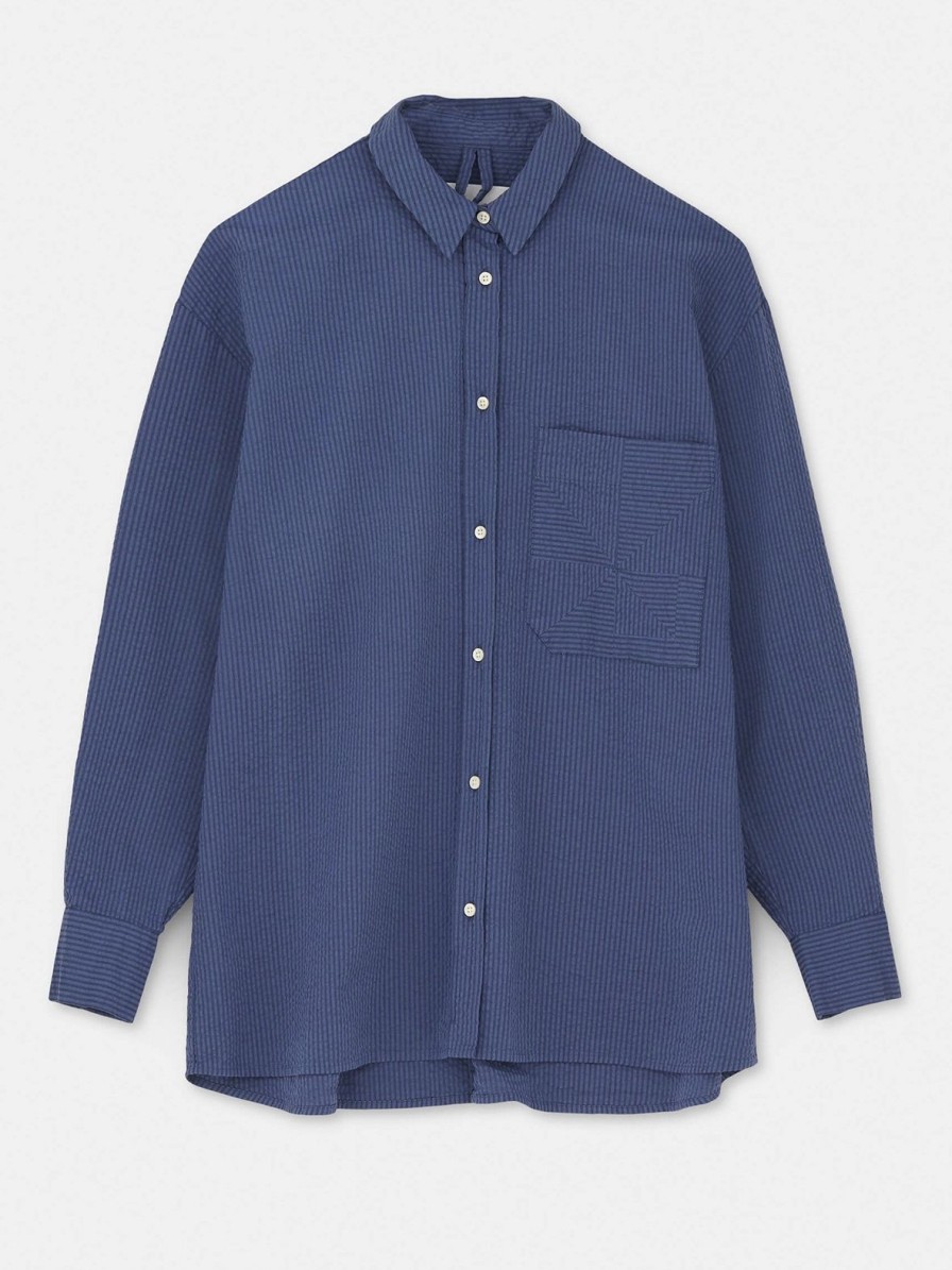 Mom Enula9 | Shirt Japan Seersucker - Mix True Blue