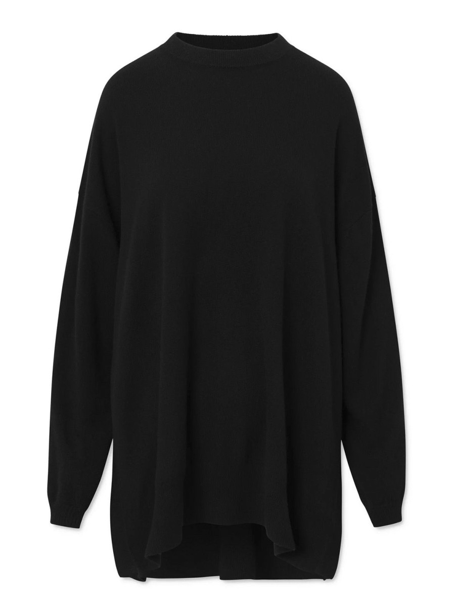 Mom Enula9 | Juni Crewneck Oversize Sweater - Black Knit