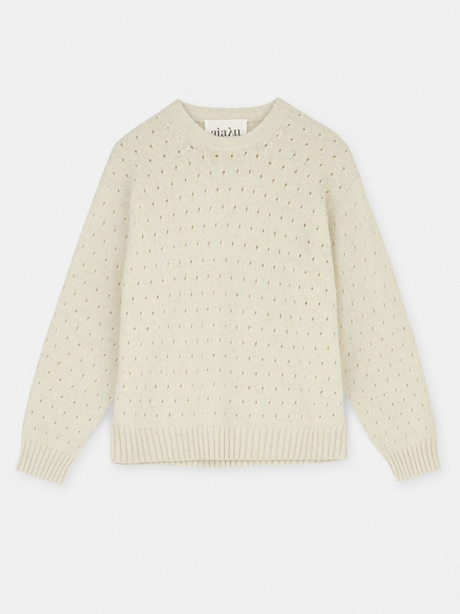 Mom Enula9 | Saga Dot Sweater - Pure Ecru