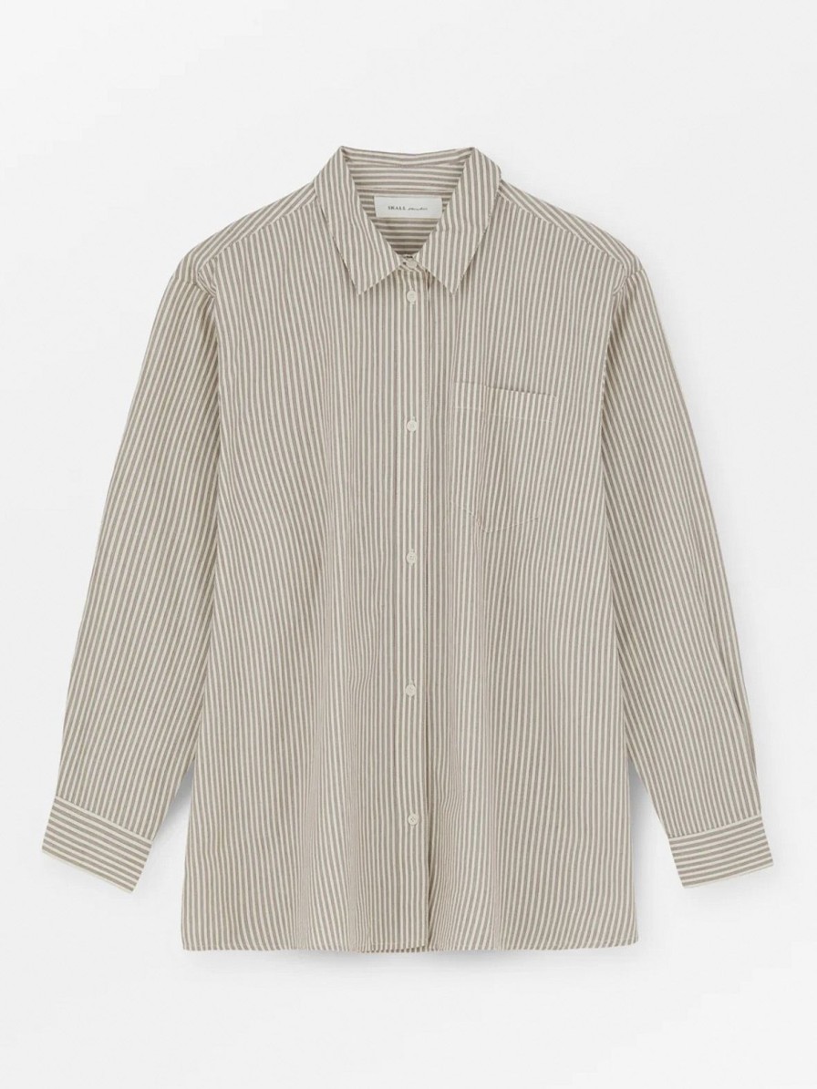 Mom Enula9 | Edgar Shirt - Light Cream / Burgundy Stripe