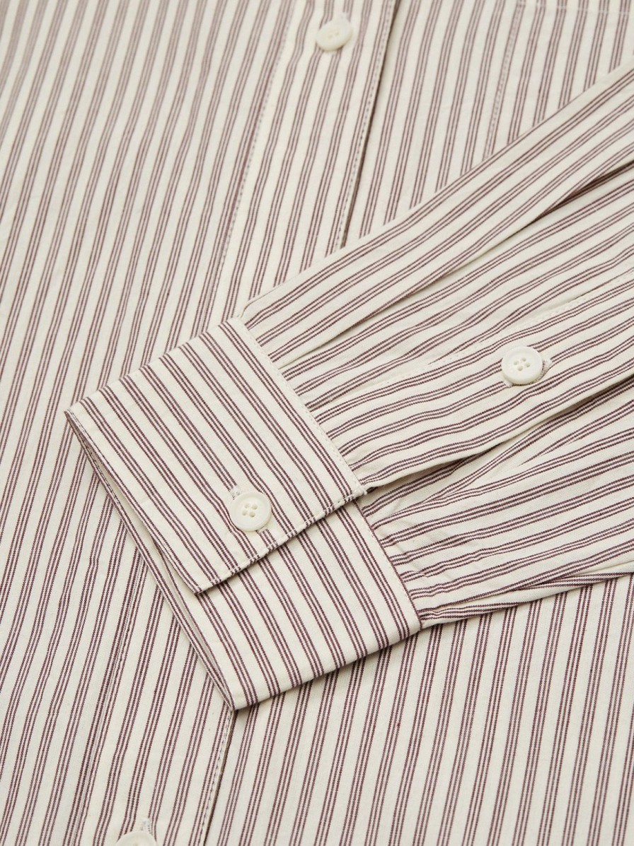 Mom Enula9 | Edgar Shirt - Light Cream / Burgundy Stripe